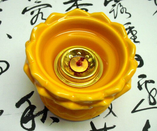 陶瓷蓮花燭臺放蠟燭酥油燈供佛堂長明燈觀音堂寺廟法會黃色蠟燭座 4