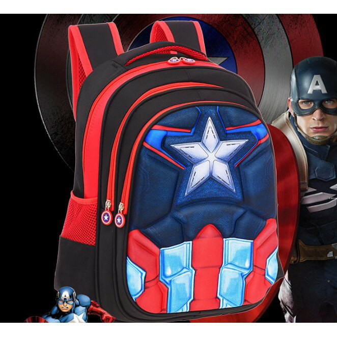 櫻桃嚴選 大班/國小1-6年級 英雄聯盟護脊護背 卡通國小書包 雙肩書包 小學生書包 蜘蛛人 蝙蝠俠 美國隊長 超人 1