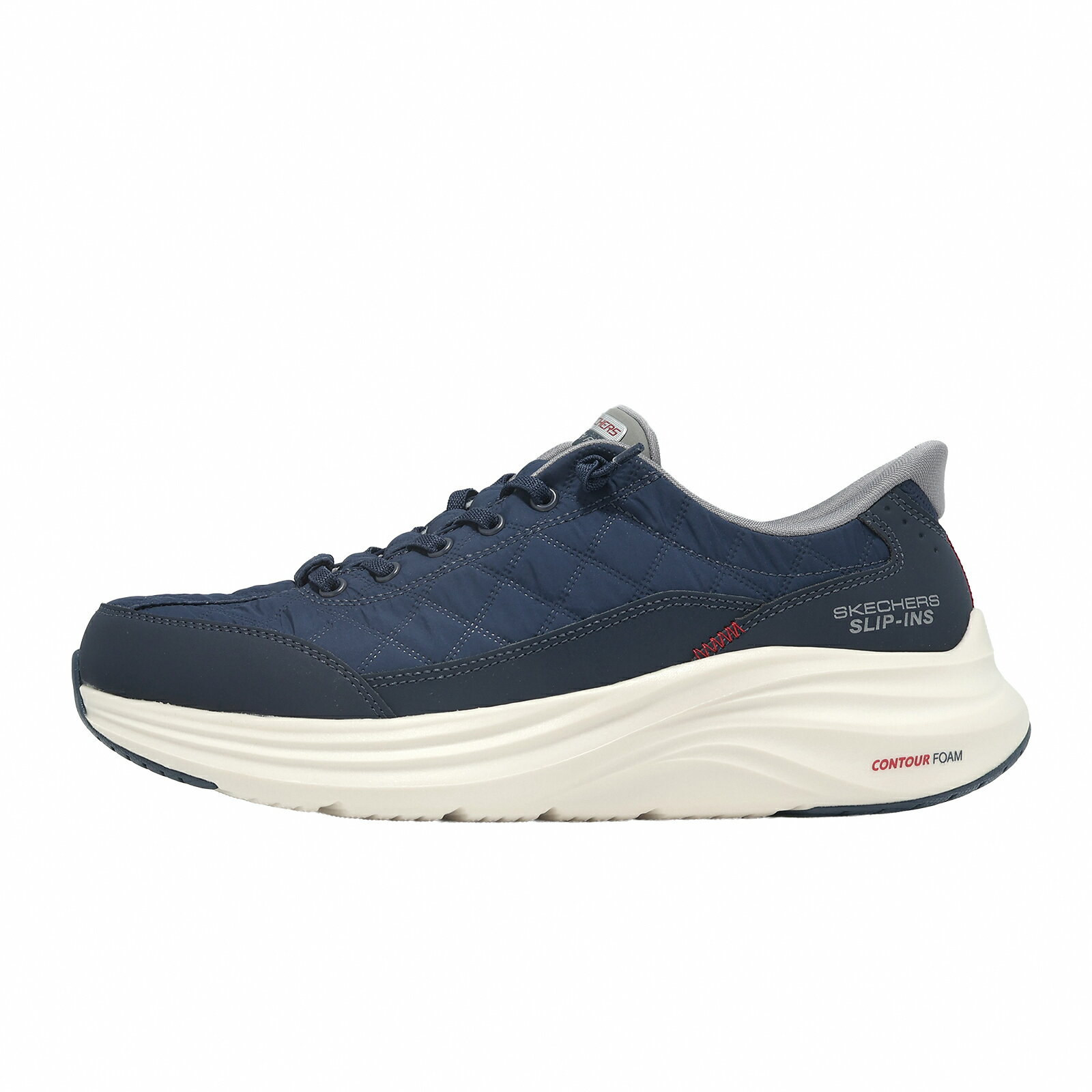 Skechers 休閒鞋 Contour Foam Slip-Ins 寬楦 男鞋 藍 彈性鞋帶 232619WNVGY