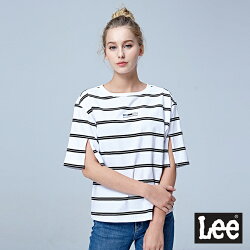 Lee 條紋短袖圓領TEE-白色