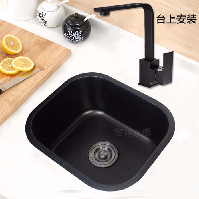 免運 不鏽鋼水槽 廚房洗菜盆 單槽水槽 洗碗池 家用洗碗槽 洗菜池 雙槽水槽 黑色奈米吧臺迷你小水槽大單槽套餐304不銹鋼廚房陽臺水池洗菜盆特惠/開立發票 工廠現貨 特價j 125