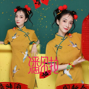 新款新年主題寫真攝影服裝個性中國風旗袍藝術照年會夜店舞臺演出