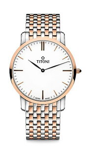 TITONI瑞士梅花錶纖薄系列TQ52918SRG-583 簡約金屬時尚腕錶/玫瑰金