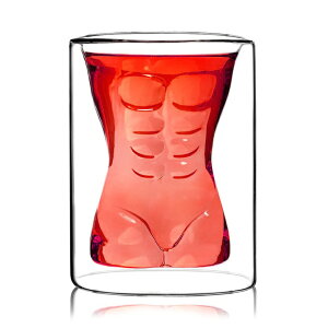 肌肉男杯雙層透明玻璃杯創意啤酒杯子紅酒杯酒吧威士忌杯果汁杯