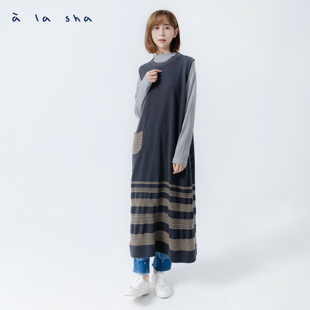 a la sha 日式織紋針織背心洋裝