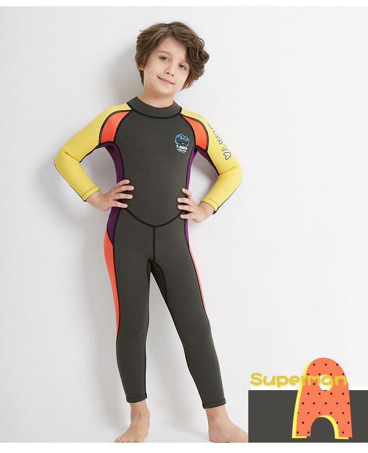 美琪 兒童潛水服2.5MM 連身長袖游泳衣 保暖防曬浮潛溫泉衝浪服