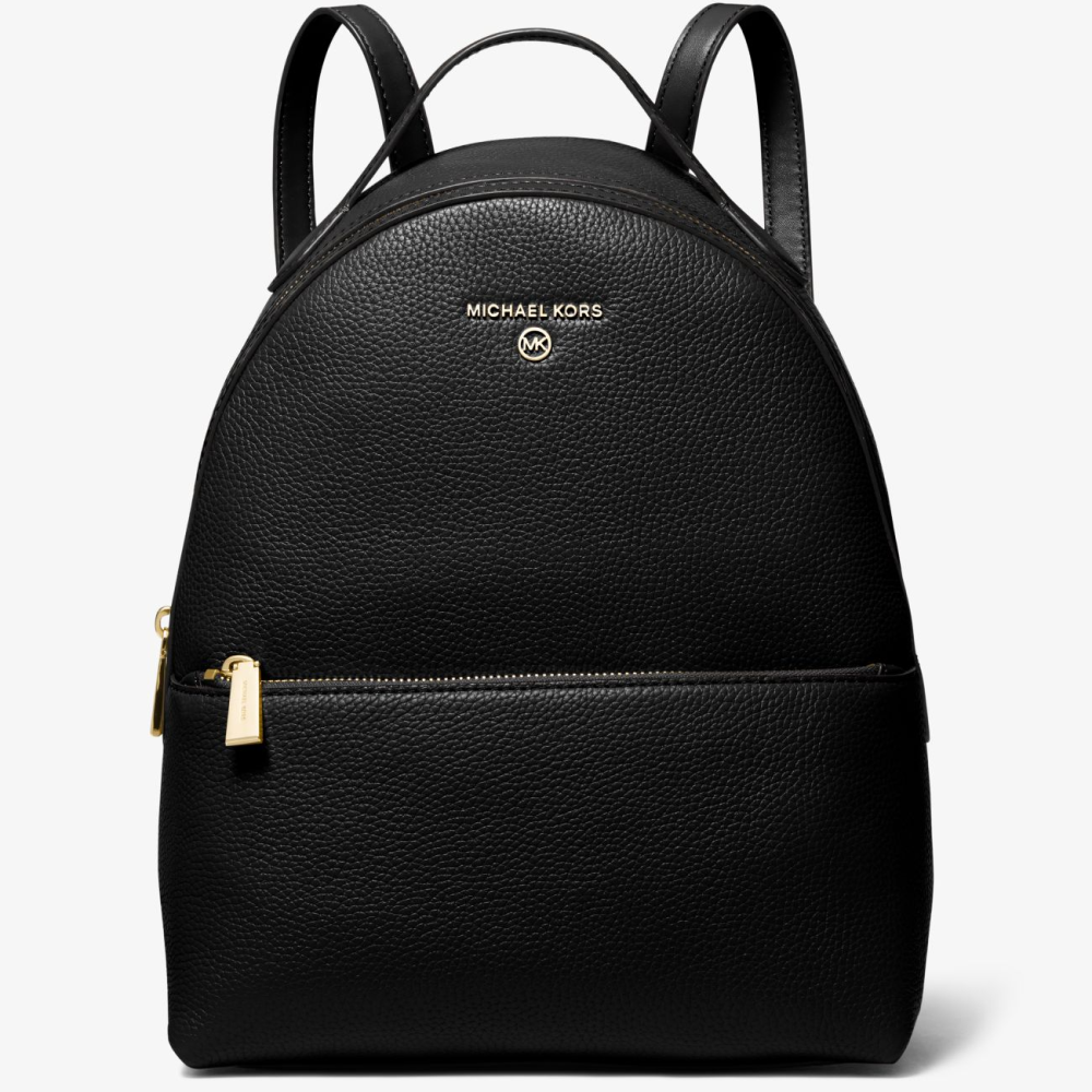 MICHAEL KORS 中號荔枝紋後揹包 真皮皮革 雙肩包 後揹包 M07125 黑色MK(現貨)▶指定Outlet商品5折起☆現貨【送禮首選★APP下單點數4倍送】