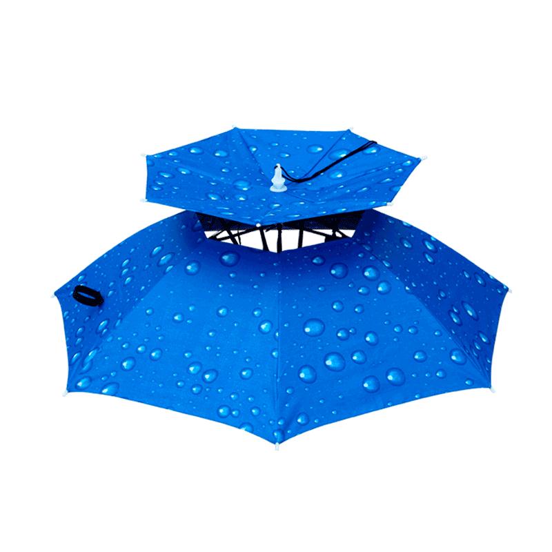 雨傘帽 雙層防風防雨釣魚傘帽頭戴式雨傘防曬折疊頭頂雨傘帽戶外遮陽垂釣【HZ70310】