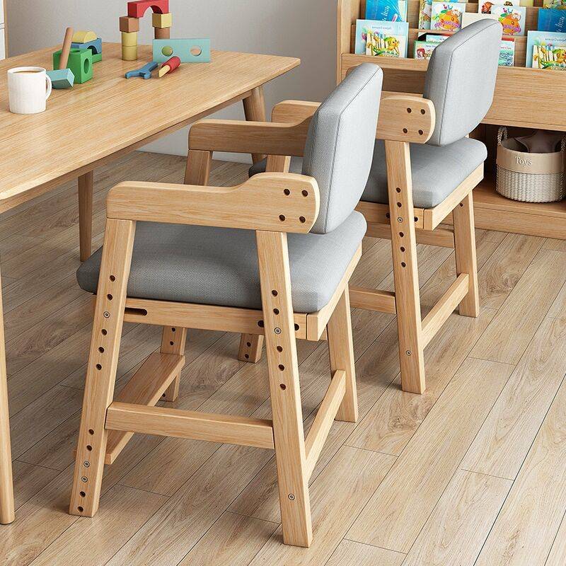 楓林宜居 兒童學習椅可升降實木作業靠背座椅凳子學生寫字書桌椅子家用餐椅