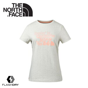 【The North Face 女 FlashDry排汗短袖T恤《乳白》】3CJC/短袖上衣/運動短袖/T恤