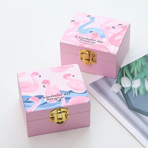 創意禮品粉色少女心旋轉發條音樂盒木質八音盒擺件送女友生日禮物