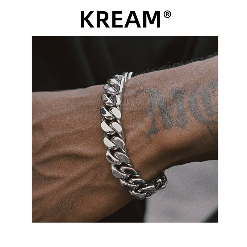 kream 立體古巴手鏈嘻哈男 歐美流行 古巴鏈 cuban link