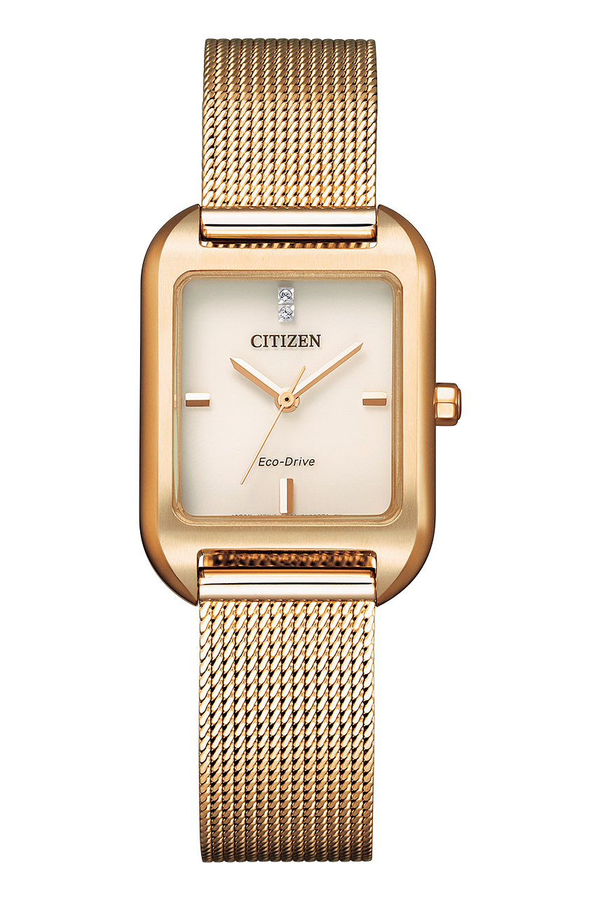 【CITIZEN 星辰】光動能優雅方形米蘭帶腕錶-23.5mm(EM0493-85P)