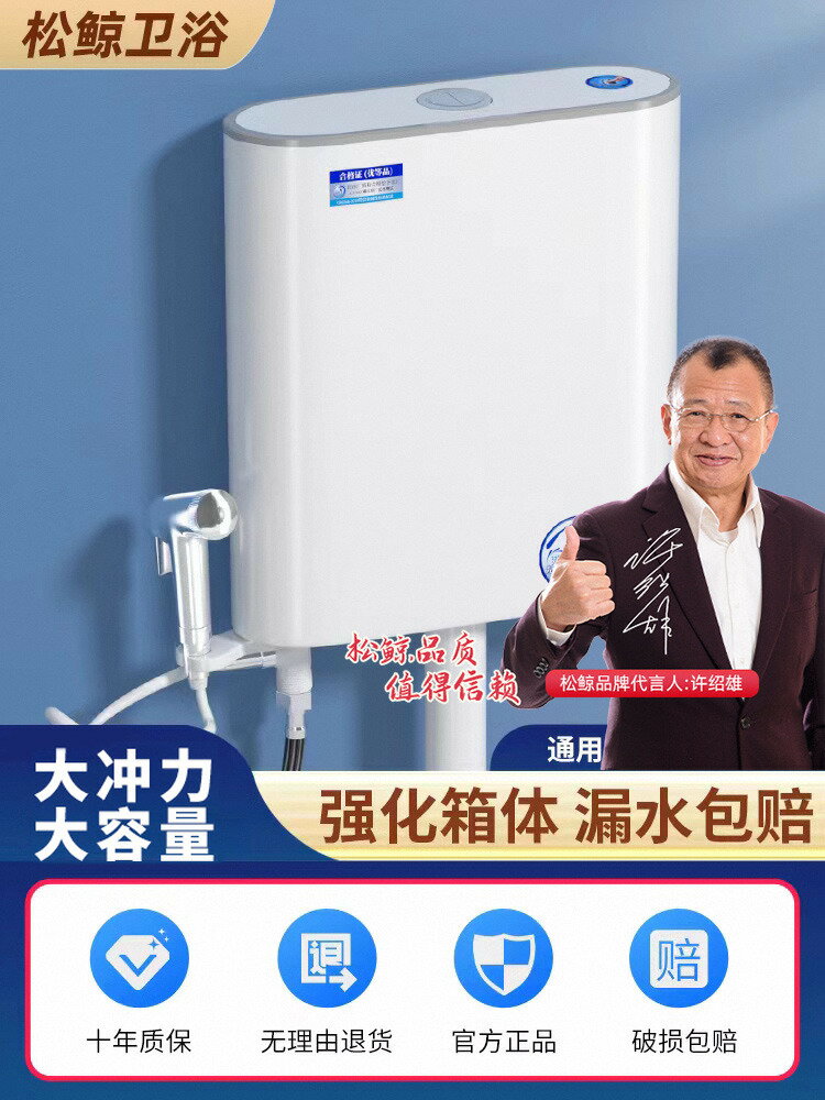 衛生間家用廁所馬桶蹲便器沖水箱配件套裝大沖力加厚免打孔掛墻式