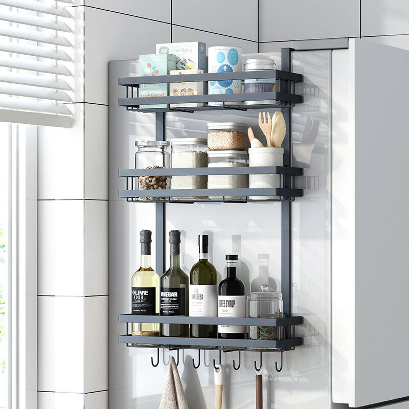 冰箱置物架保鮮膜收納架側面調味料架多層廚房用品家用大全壁掛架