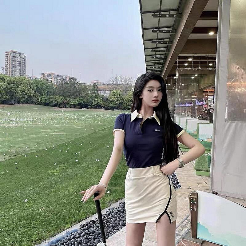 高爾夫女上衣戶外休閒緊身顯瘦golf透氣防走光夏季短裙新款套裝