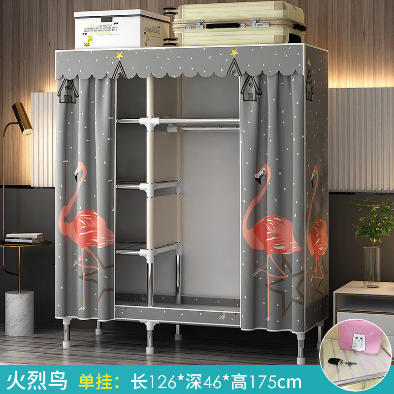 【優選百貨】衣櫃 衣櫥 簡易衣櫃 家用臥室鋼管加粗粗加固組裝布衣櫃 出租房落地架子收納櫥 全館免運