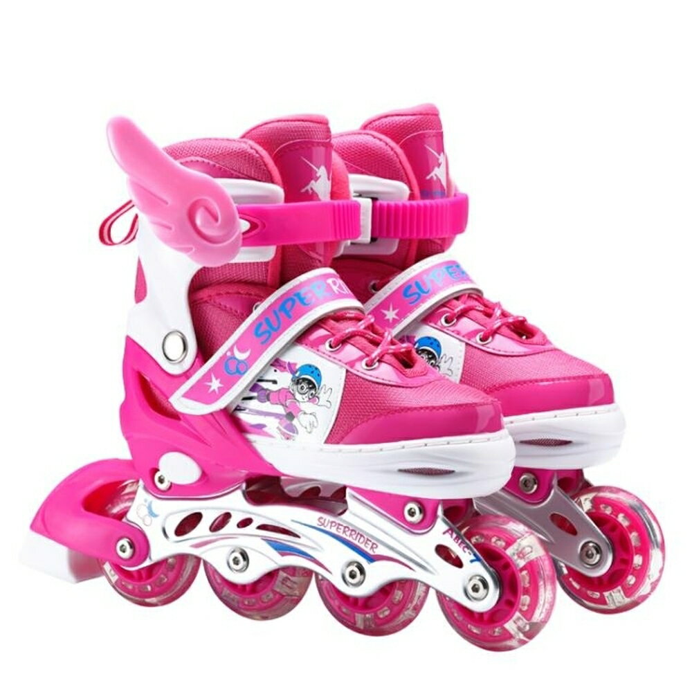 兒童溜冰鞋套裝3-6歲 初學者可調大小輪滑鞋直排輪男滑冰女5-8-10 都市時尚