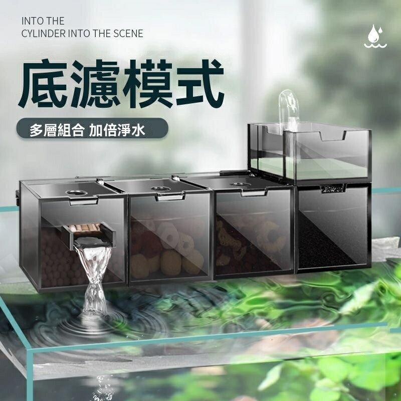 魚缸過濾器 三閤一增氧濾盒 上濾壁掛滴流盒 內建頂部龜缸迴圈凈水器 過濾箱 水族過濾箱 烏龜箱過濾 魚缸過濾 J6U8