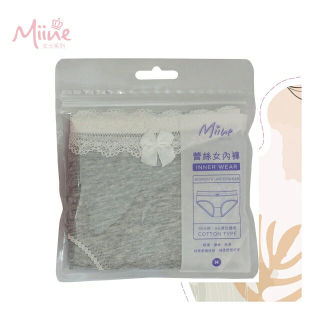 Miine 蕾絲低腰女內褲1入組-M【顏色隨機出貨】