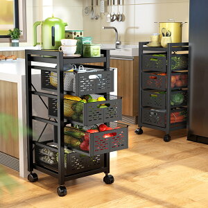 免安裝廚房蔬菜籃子置物架落地多層家用抽拉式多功能放菜收納架子