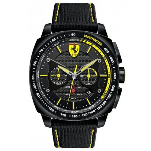 送禮首選★FERRARI Formula Italia 飆風急速計時三眼黑麵皮帶腕錶/0830165 附提袋【全館滿額折價★APP下單點數4倍送】線上購買享 實體門市同步服務