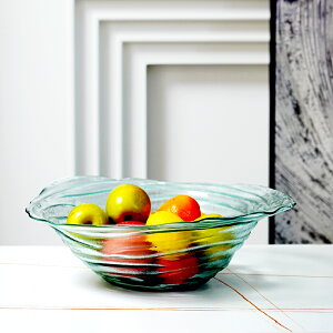 費靈家居現代簡約異形不規則水波紋玻璃大果盆 輕奢客廳創意果盤