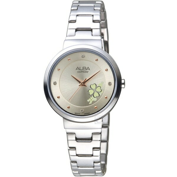 ALBA 雅柏錶 閃耀幸運時尚腕錶 VJ21-X143S(AH8569X1)-30mm-香檳面鋼帶【刷卡回饋 分期0利率】【APP下單4%點數回饋】