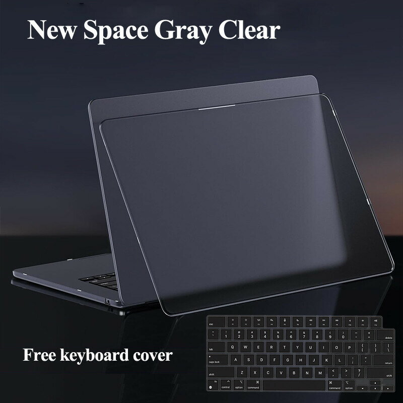 Ultrain 深空灰色午夜透明半透明啞光保護殼適用於 MacBook Air M2 13.6 英寸 A2681 Pr