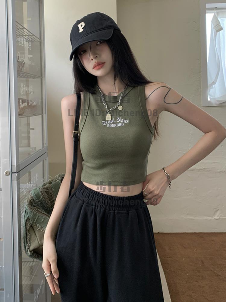 美式工字無袖內搭小吊帶背心女夏季復古短款外穿打底衫上衣【步行者戶外生活館】