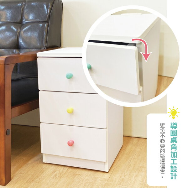床頭櫃 收納櫃 邊櫃 日系三抽屜床頭櫃(大款)(附插座) 4色 天空樹生活館 5