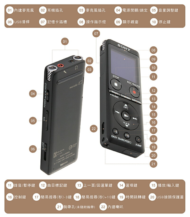 SONY 錄音筆 ICD-UX570F 快充 全新麥克風 大螢幕 ICD-UX560F下一代【邏思保固兩年】 9