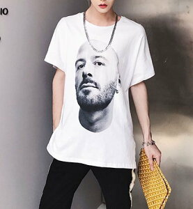 FINDSENSE H1夏季 新款 韓國 街頭 嘻哈 原宿 人物頭像印花 時尚 寬鬆 個性短袖 半袖T恤 潮男上衣