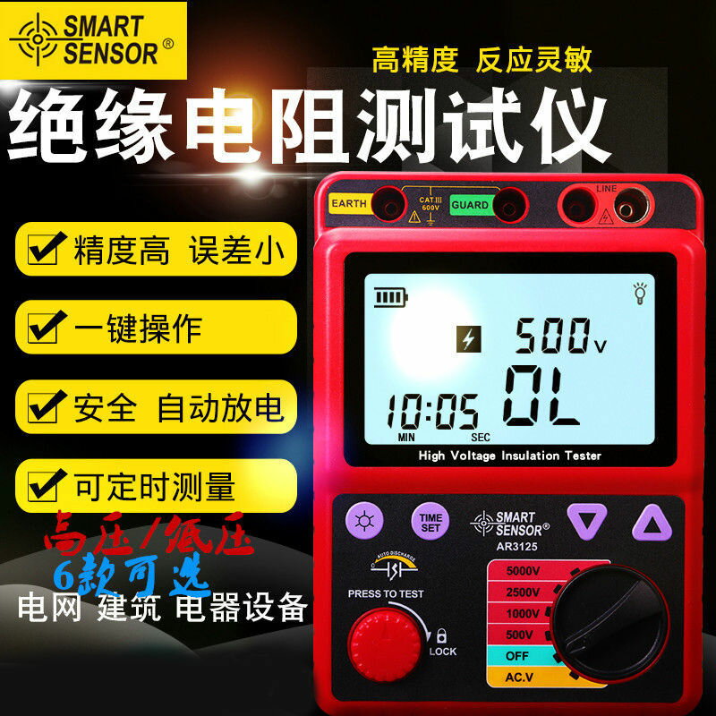 【臺灣公司 超低價】希瑪高精度絕緣電阻測試儀器電阻表電工搖表兆歐表數字2500V1000V