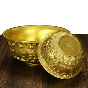 純銅聚寶盆小全黃銅碗缸金色招財聚財風水擺件家里辦公室工藝制品