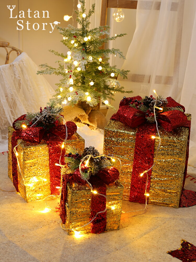 圣誕裝創意飾品禮盒開業周年慶商場櫥窗大型場景裝飾禮盒禮包擺件