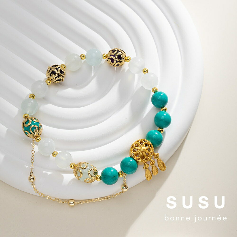 SU SU︱翠竹水晶手鍊❤️綠松石 海藍寶 紫水晶 事業運 招財 轉運 能量 防小人 送禮 推薦 2