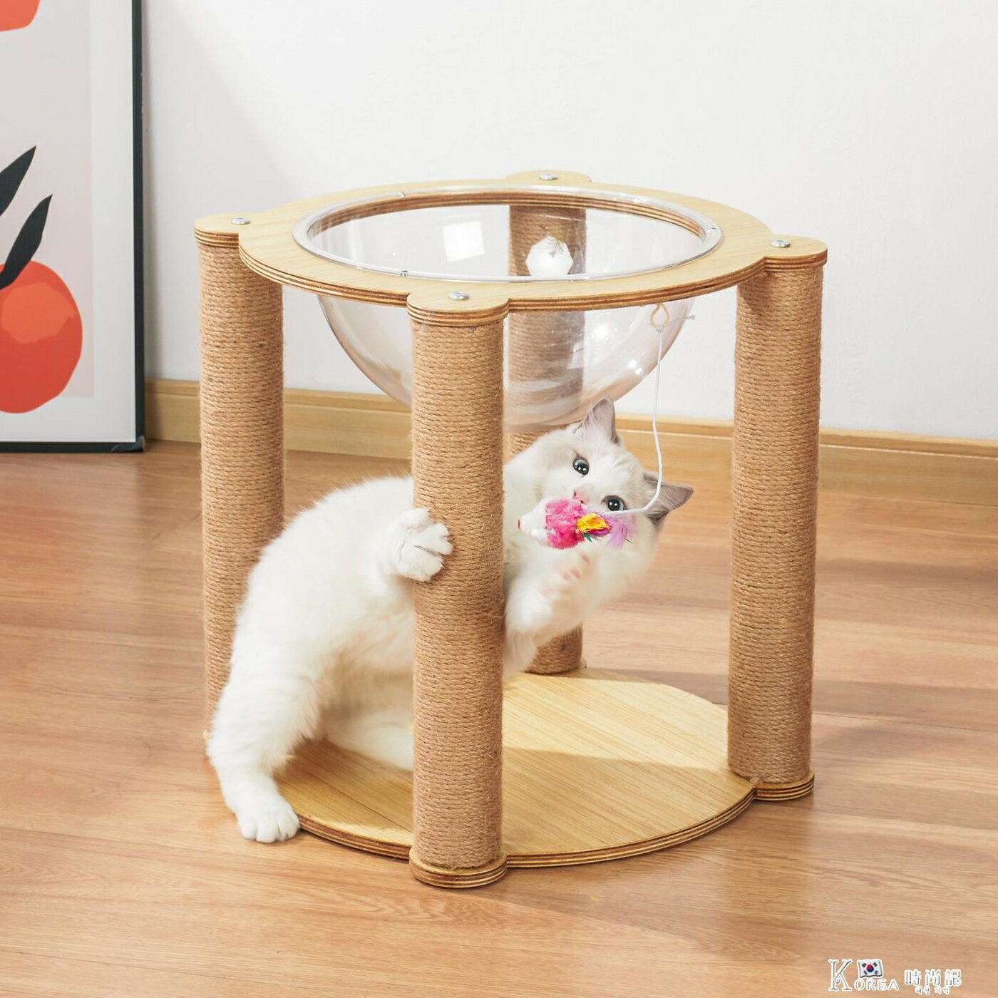 貓爬架貓跳台貓別墅太空艙實木質小型貓抓架逗貓玩具貓咪用品帶窩