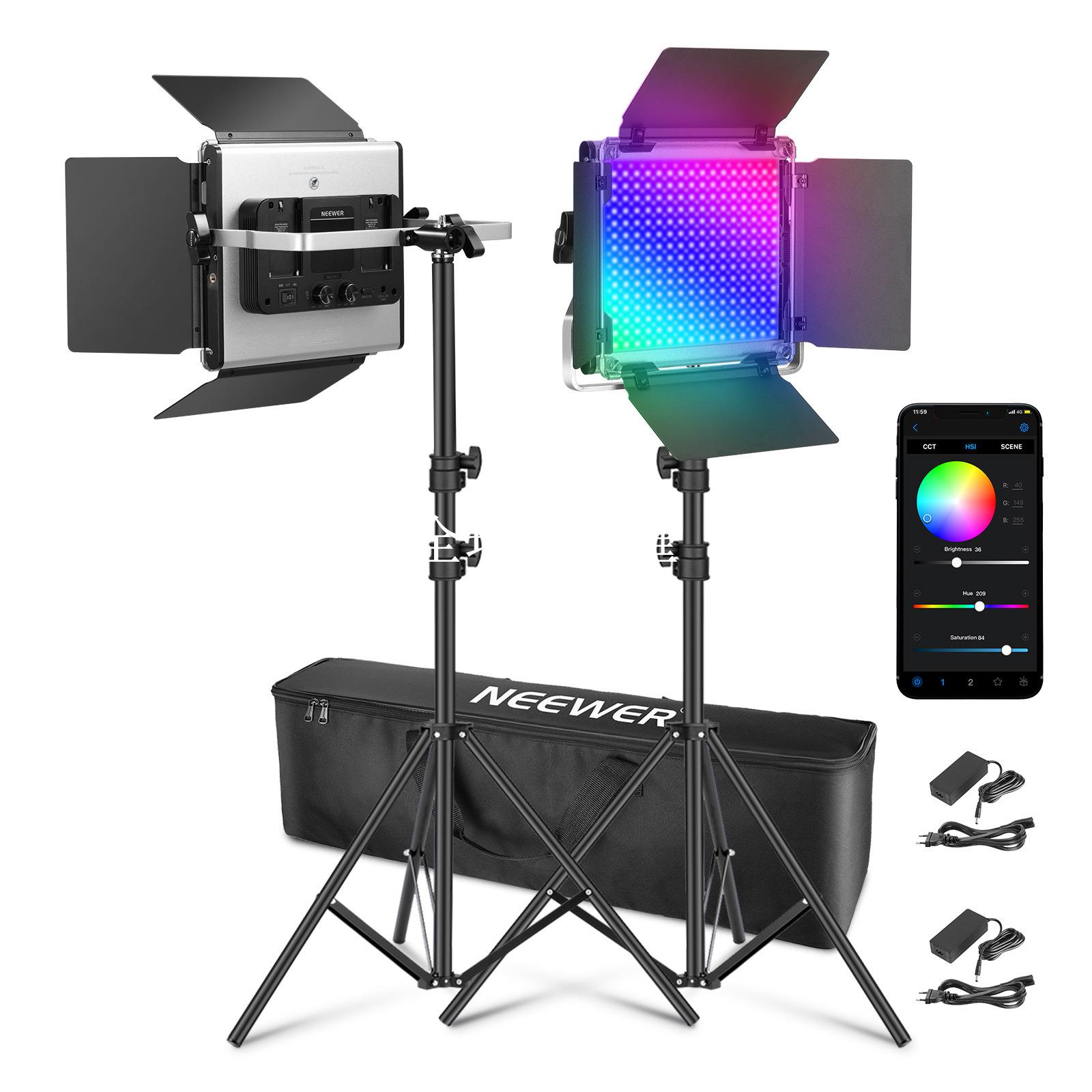 【全球優品匯】NEEWER/紐爾 660 PRO II全綵RGB攝影LED補光燈直播拍攝常亮平板燈