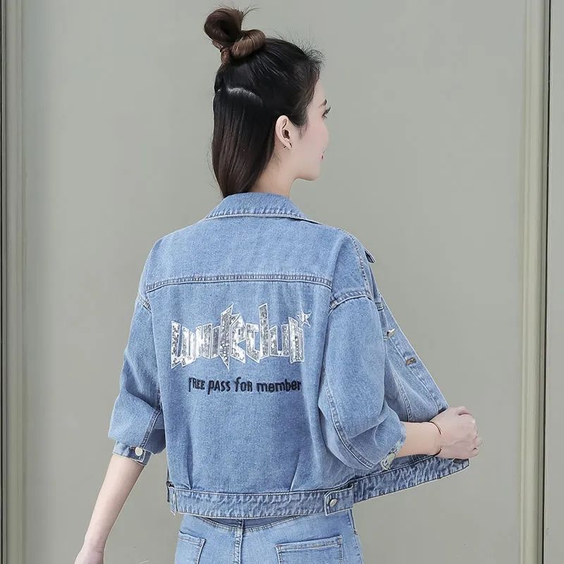 女短款ins保暖服棉袄宽松冬季牛仔衣外套i7 羽绒棉服女秋冬季夹棉轻薄小棉袄韩版宽松保暖大口袋-运动羽绒服