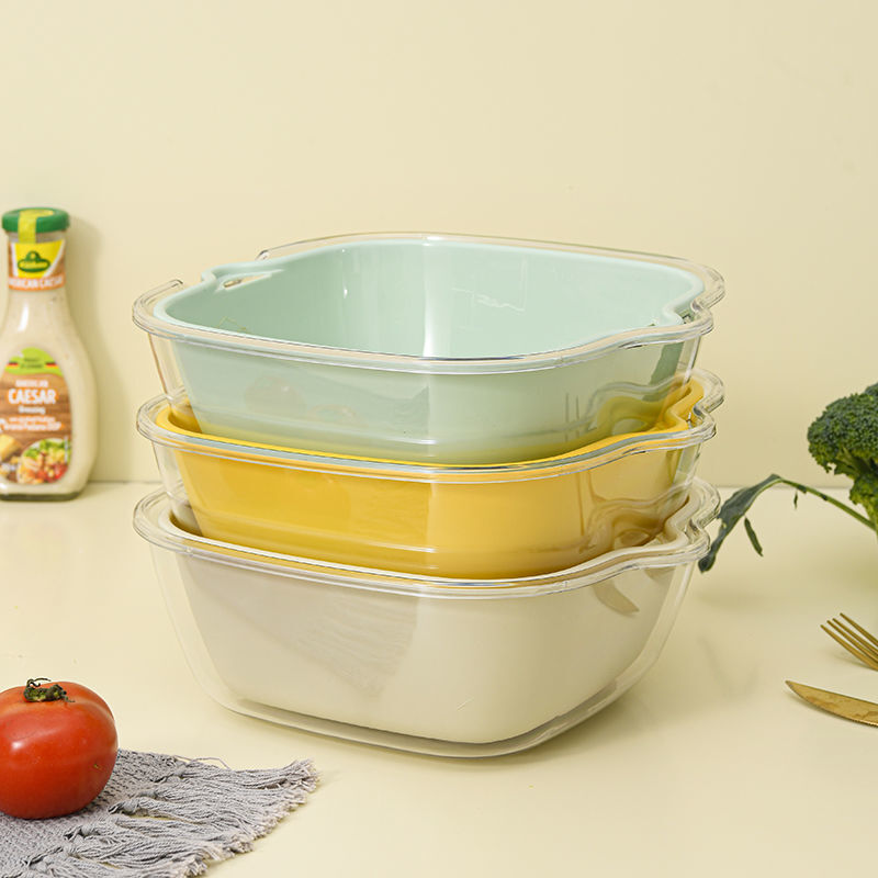 雙層洗菜盆瀝水籃廚房客廳家用水果盤水槽洗菜籃子食品級家居收納/洗菜盆/瀝水盆/洗菜籃/瀝水籃/淘米盆/淘米籃/菜盆/籃子
