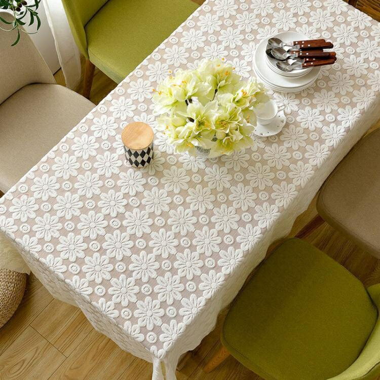 餐桌布 茶幾桌布蕾絲餐桌布長方形布藝台布歐式圓家用小清新桌布棉麻蓋布