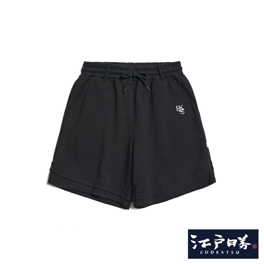 EDOKATSU江戶勝 男款 剪接後貼袋休閒短褲 (黑色)