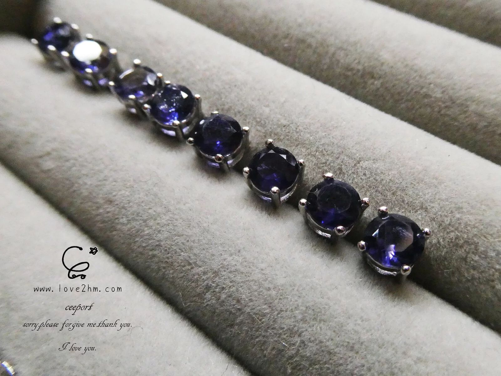 堇青石S925純銀耳釘 堇青石 純銀耳環 925純銀 晶晶工坊-love2hm 273111 2