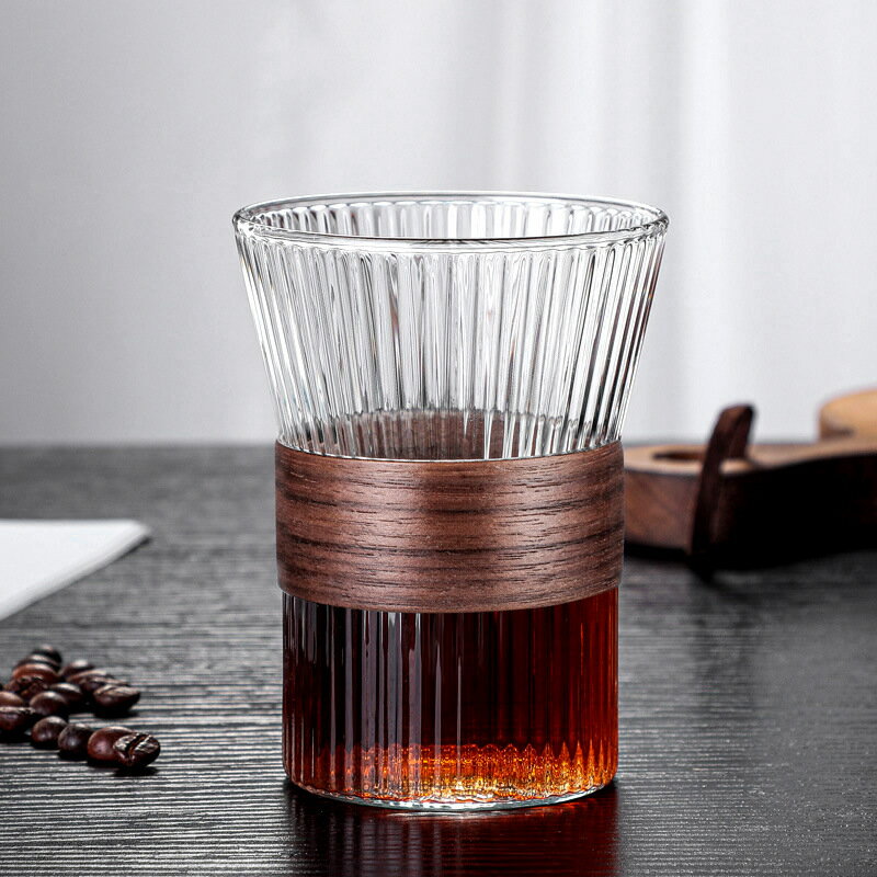 愛加家居防燙耐熱條紋玻璃杯日式透明ins風簡約咖啡杯家用水杯