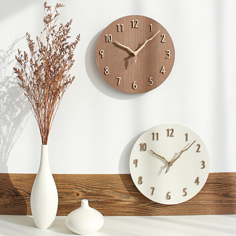 時鐘 掛鐘 MJK北歐創意掛鐘客廳鐘錶家用時尚靜音木質簡約現代時鐘掛牆錶『my2465』