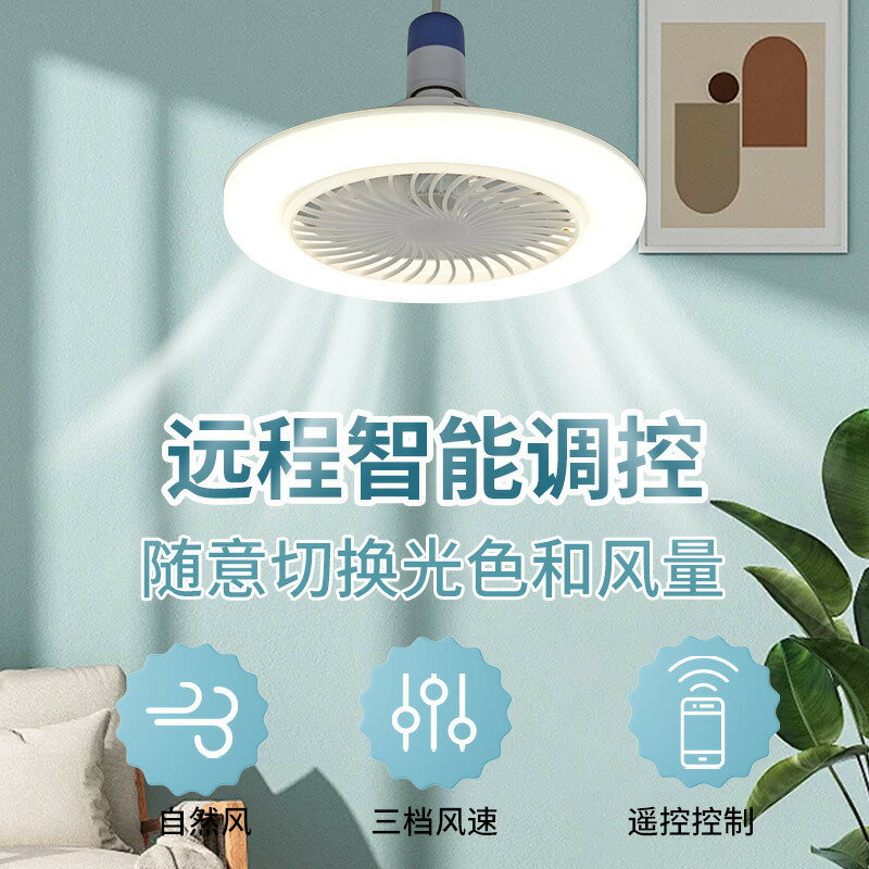 E27螺口風扇燈風扇吊燈一體燈遙控廚房房間led家用臥室吸頂燈 幸福驛站