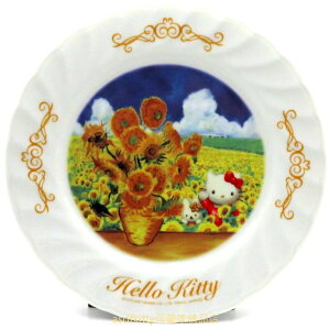 asdfkitty*KITTY收藏級古典陶瓷繪盤-向日葵-2001年絕版商品-外盒泛黃-日本正版