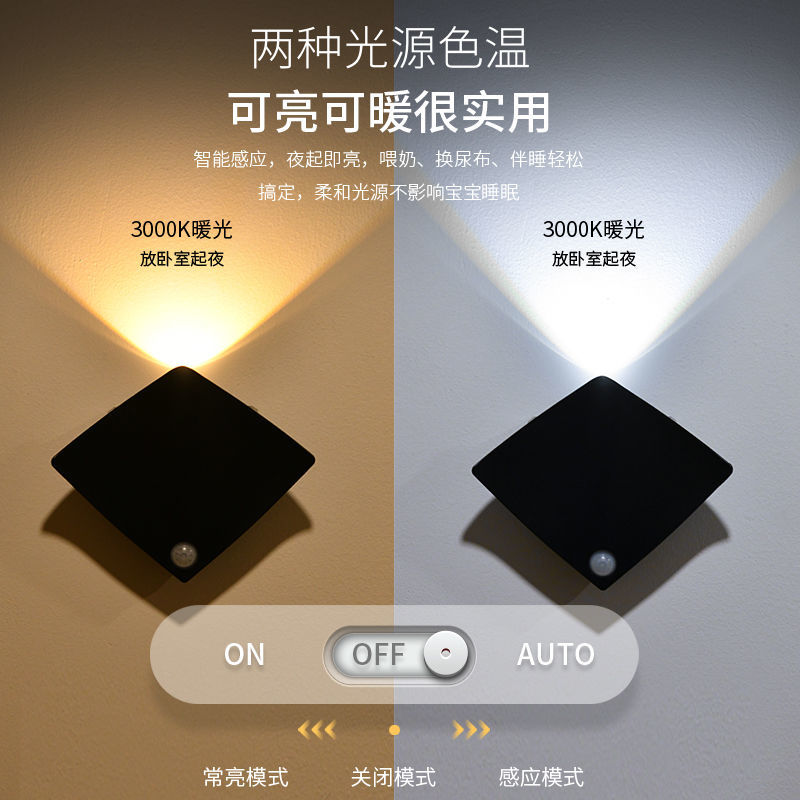 工廠現貨 【附發票】免運 鏡前燈 人體感應燈 智慧燈 感應燈 led燈充電節能小夜燈家用全自動人體感應燈不插電臥室燈起夜壁燈特惠/快速出貨 開立發票 全館八折 h1031
