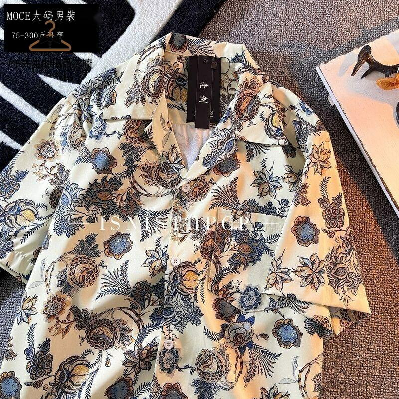 免運【MP】襯衫 短袖襯衫 花襯衫 襯衫男 休閒襯衫 寬鬆花襯衫 大尺碼襯衫 復古襯衫 夏天上衣 日系古巴領花襯衫男